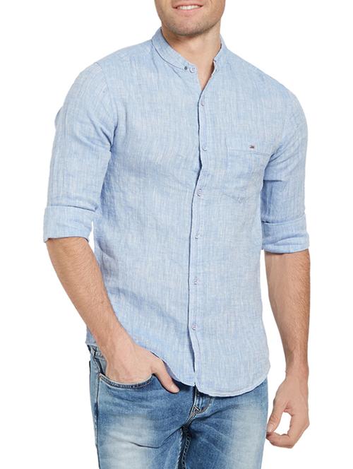 blue linen casual shirt - 14181541 -  Standard Image - 0