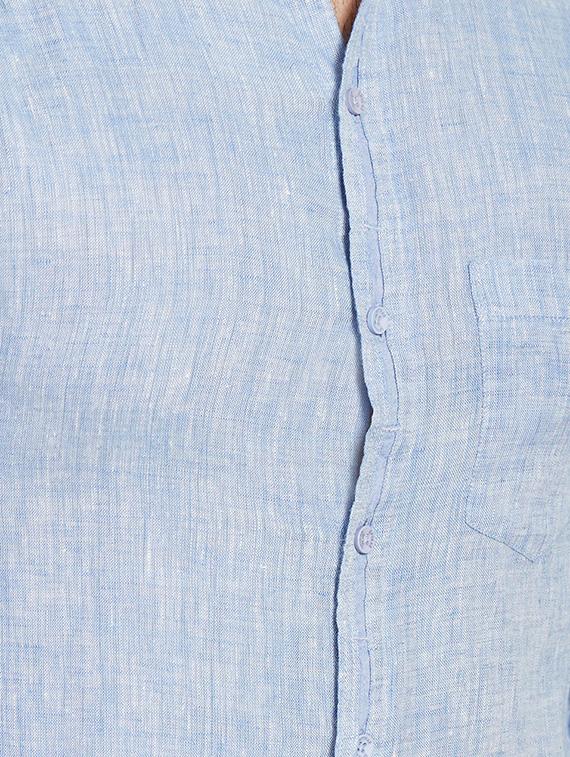 blue linen casual shirt - 14181541 - Standard Image - 3