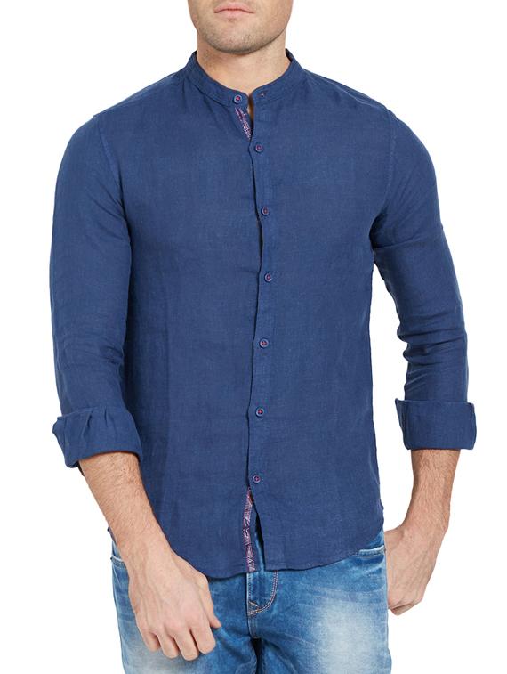 blue linen casual shirt - 14181542 -  Zoom Image - 0