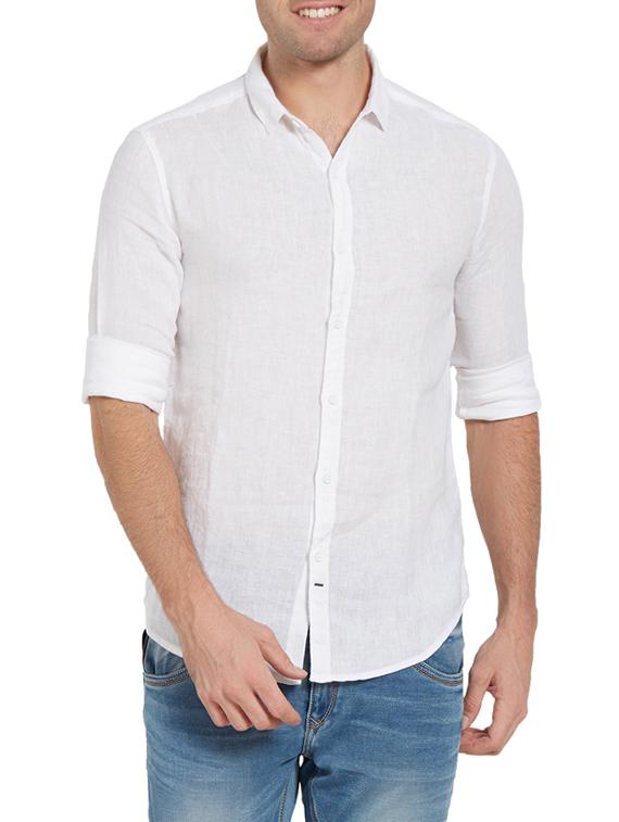 white linen casual shirt - 14181547 -  Zoom Image - 0