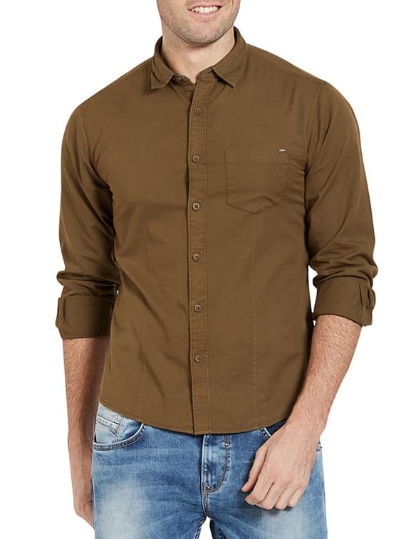 brown cotton casual shirt - 14181553 - Zoom Image - 0