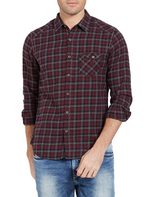 red cotton casual shirt - 14181588 -  Standard Image - 0