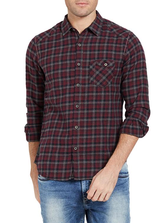 red cotton casual shirt - 14181588 -  Zoom Image - 0