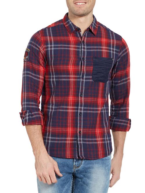 red cotton casual shirt - 14181601 -  Standard Image - 0