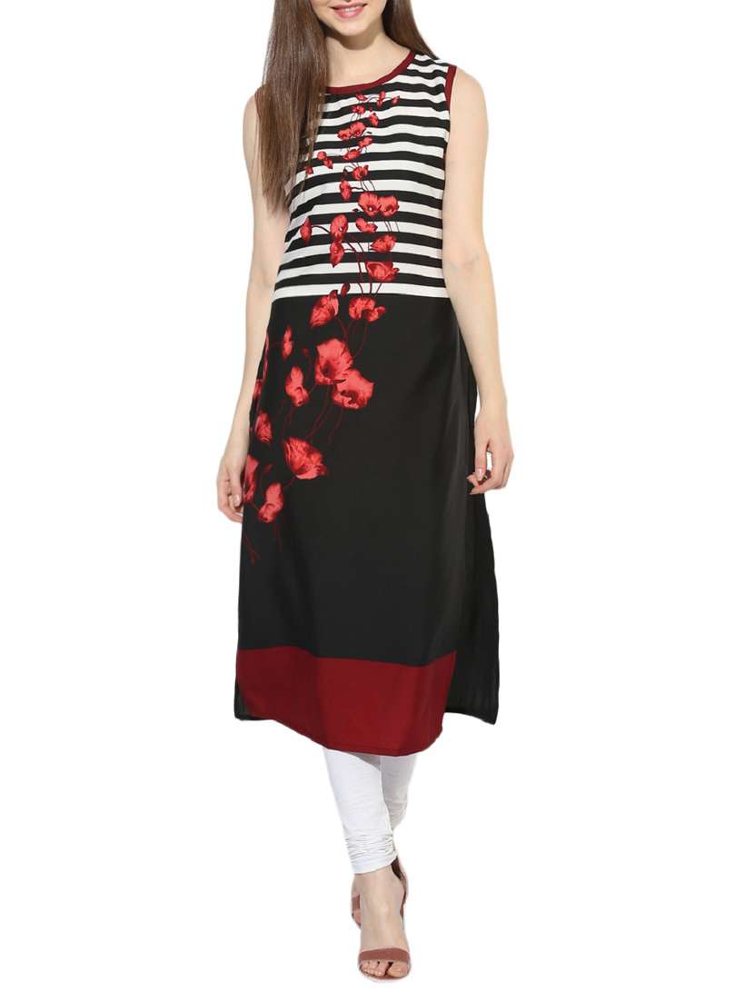 black crepe straight kurta