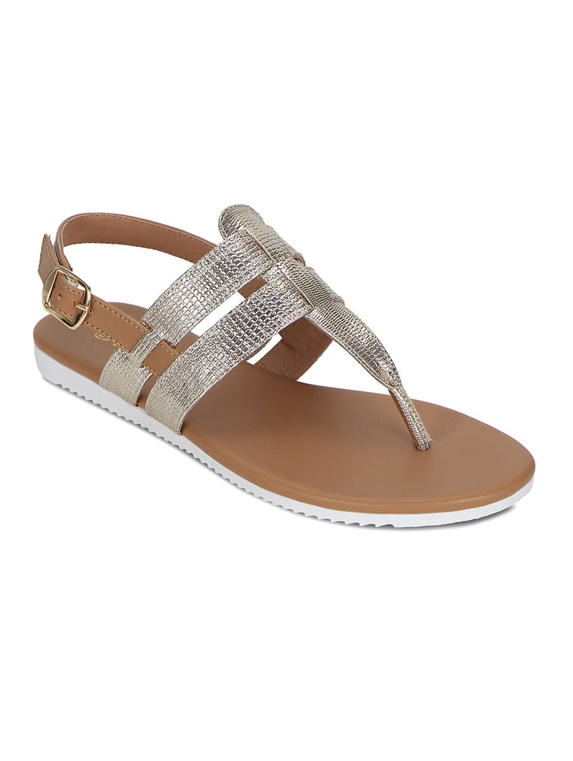 gold faux leather back strap sandals