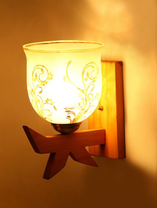 somil vintage glass wall lamp (hand decorative with golden design) set of 2- a26 - 14184933 - Standard Image - 0