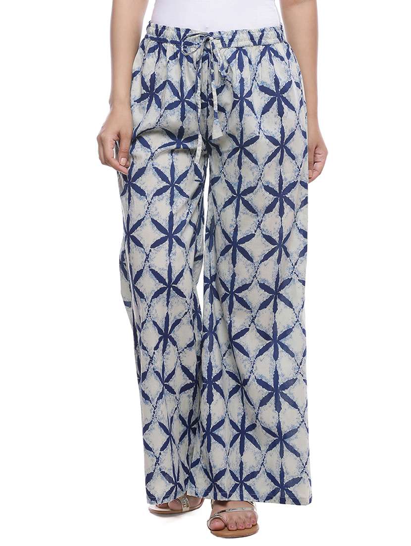 blue cotton palazzos