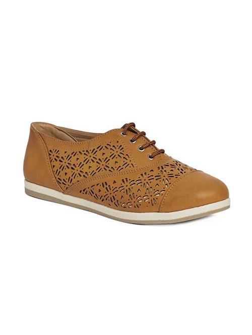 tan faux leather laceup casual shoes - 14189768 -  Standard Image - 0
