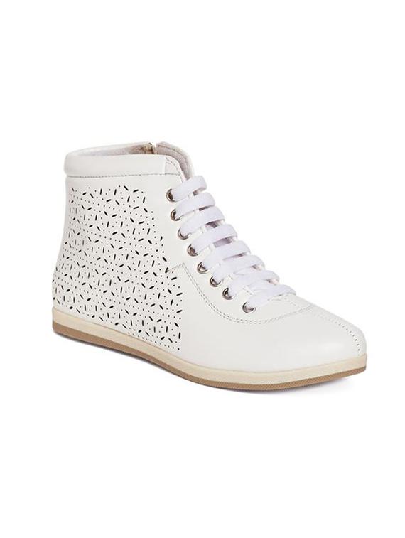 white faux leather laceup sneakers - 14189773 -  Zoom Image - 0