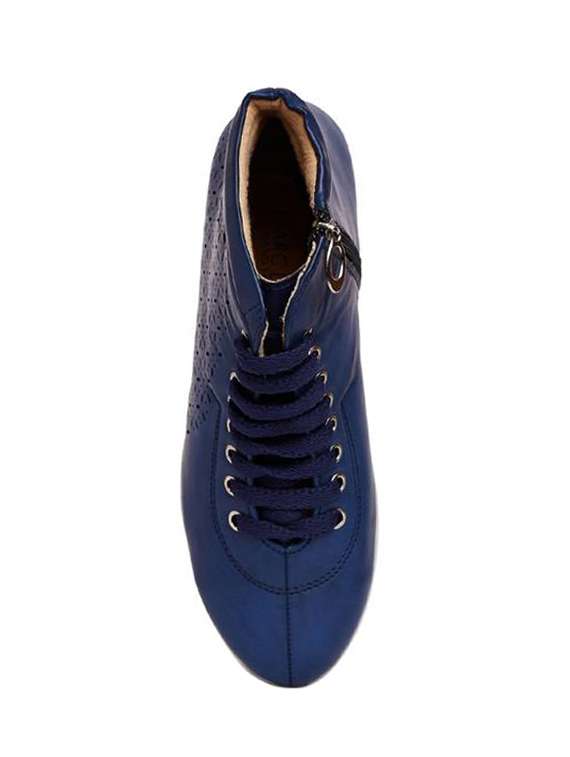 blue faux leather laceup sneakers - 14189774 -  Standard Image - 3