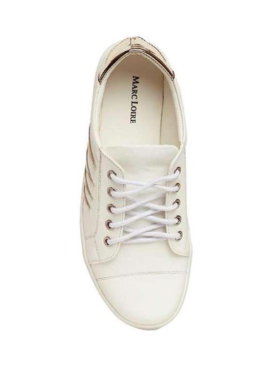 white faux leather laceup sneakers - 14189805 -  Standard Image - 3