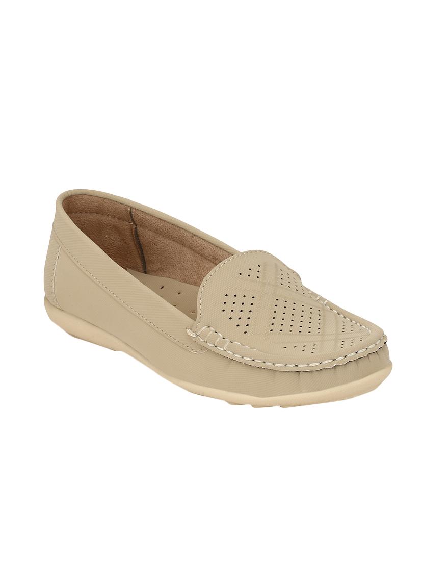 beige leatherette slip on loafers - 14193172 -  Zoom Image - 0