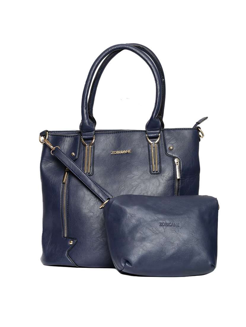 blue leatherette  regular handbag