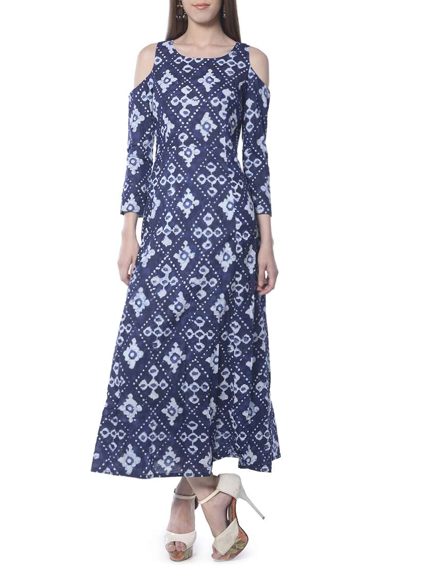 blue cotton a-line kurta
