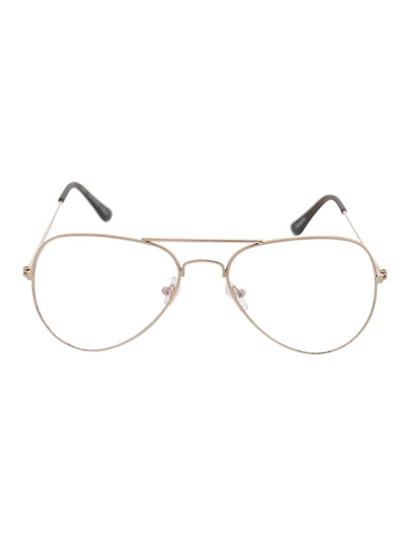 golden frame clear shade uv protected aviator sunglasses (unisex)