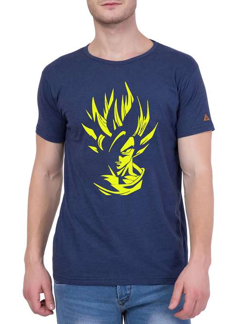 navy blue cotton chest print t-shirt - 14205502 - Standard Image - 0
