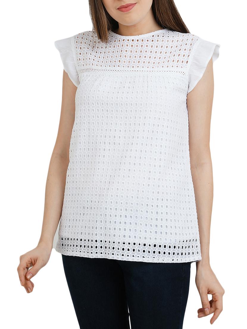 white cotton casual top