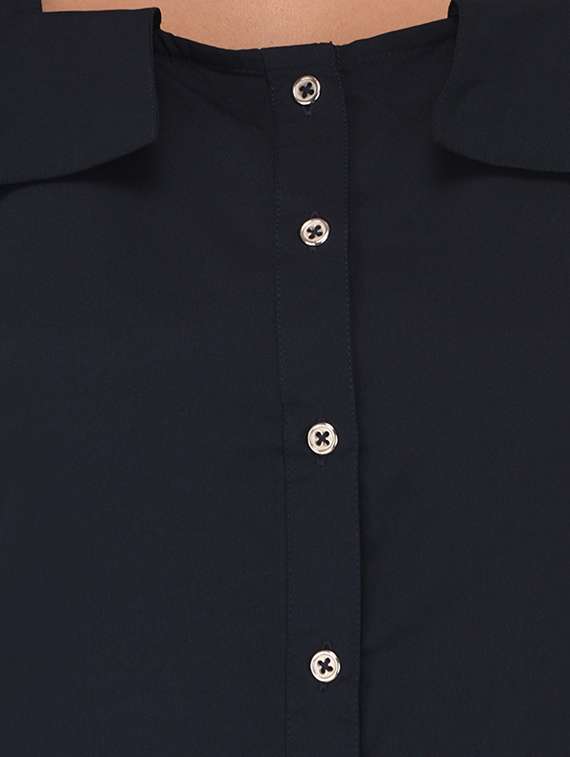 solid navy blue regular shirt - 14213961 - Standard Image - 3