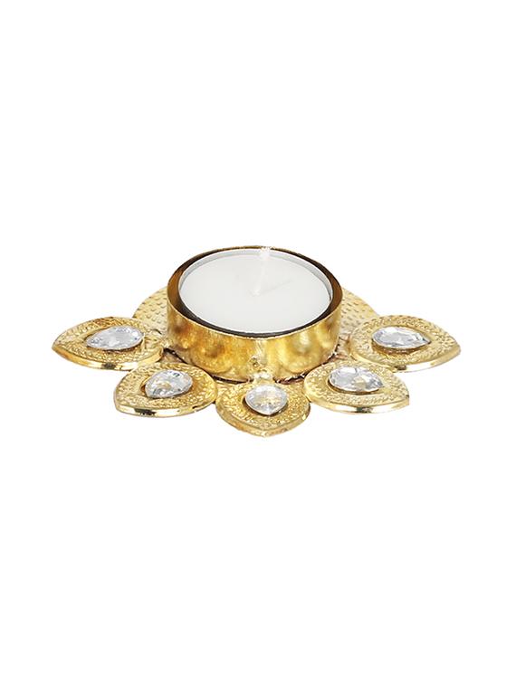golden with white stone tea light candle holder - 14215303 - Zoom Image - 0