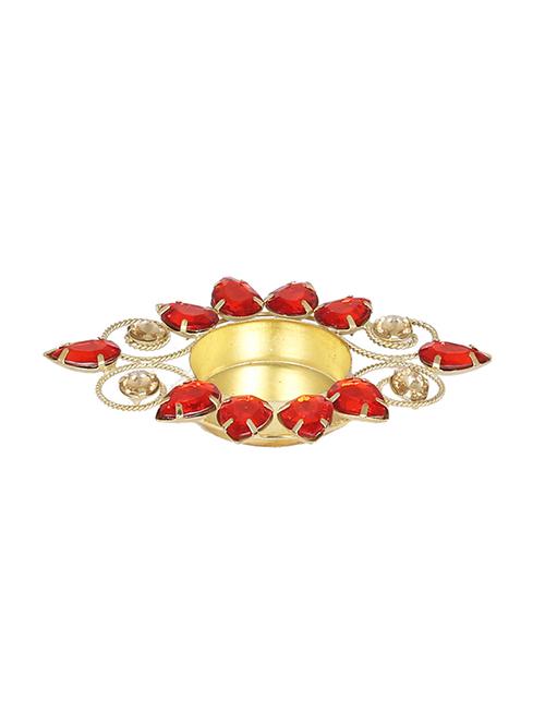 red and gold stone tea light candle holder - 14215305 - Standard Image - 0