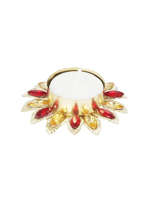 red & yellow stone tea light candle holder - 14215324 - Standard Image - 0