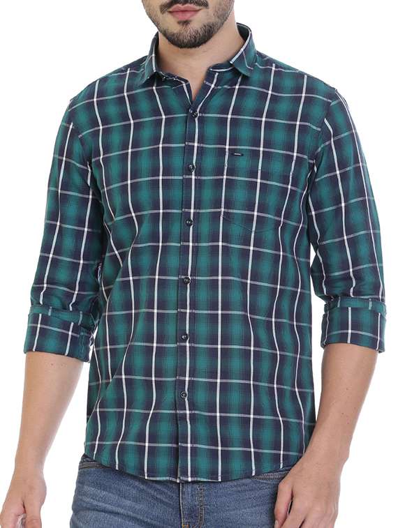 green cotton casual shirt