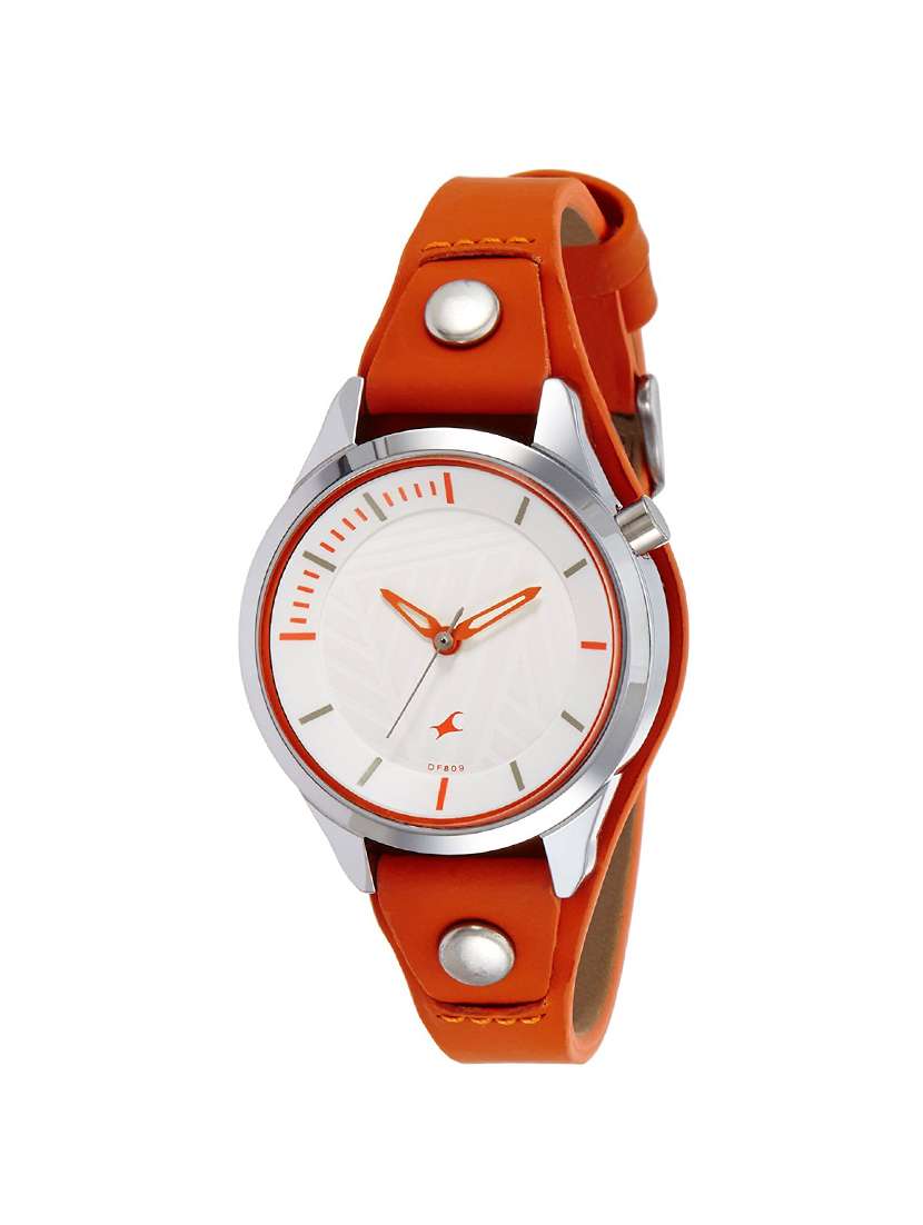 fastrack analog white dial women's watch-6156sl02