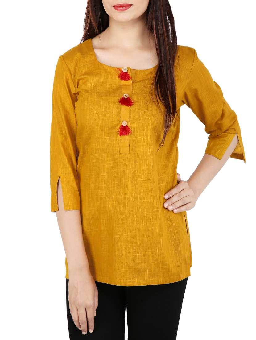 mustard cotton straight kurta