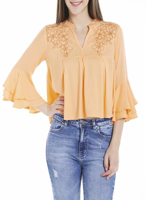 orange rayon casual top - 14227284 - Standard Image - 0