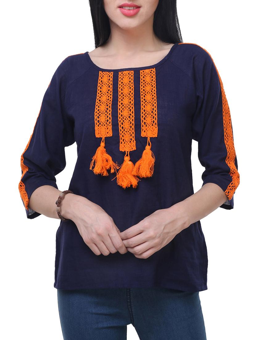 navy blue cotton top - 14228989 - Zoom Image - 0