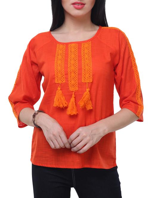 orange cotton casual top - 14228991 -  Standard Image - 0