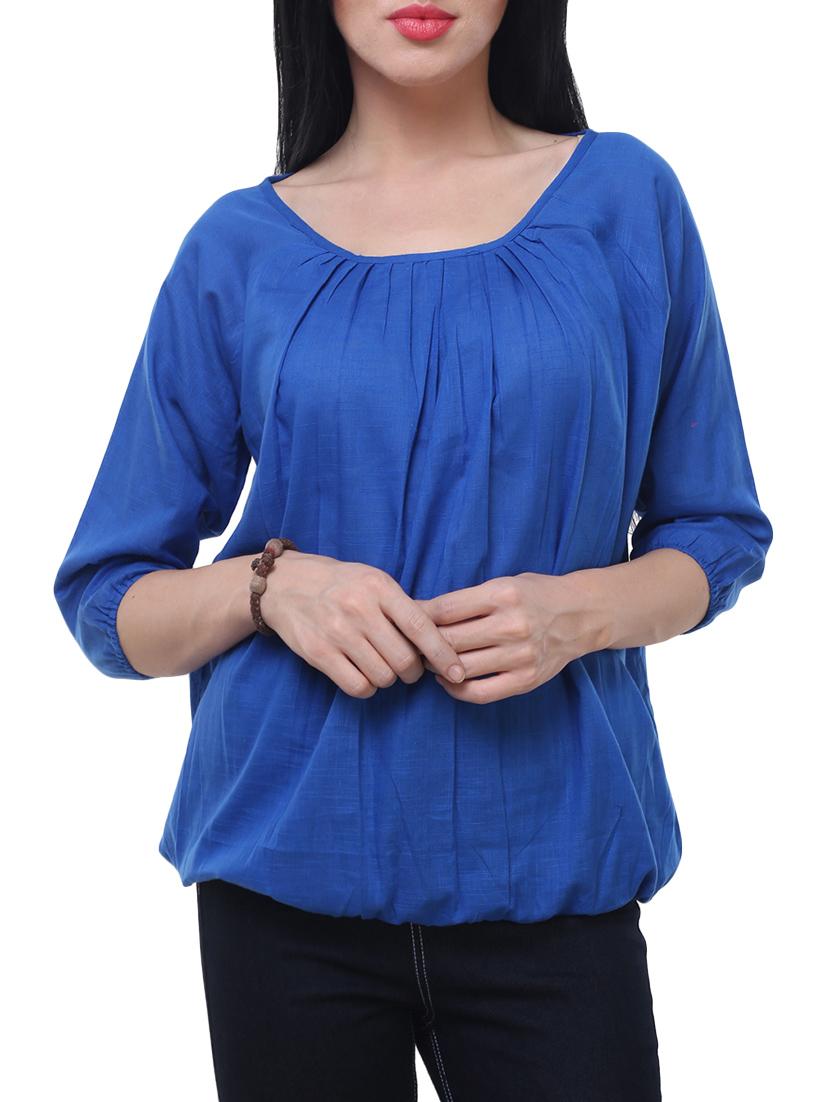 blue cotton blouson top - 14228995 - Zoom Image - 0