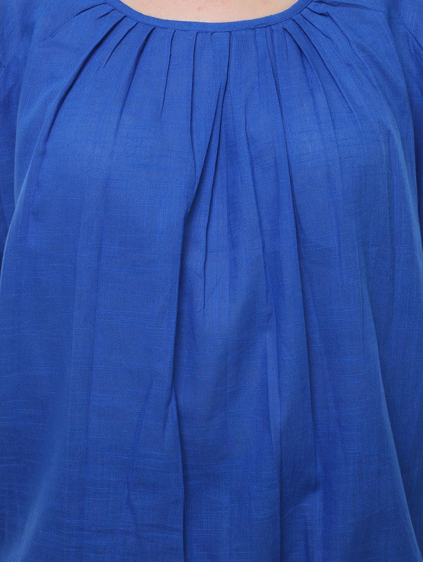 blue cotton blouson top - 14228995 - Standard Image - 3