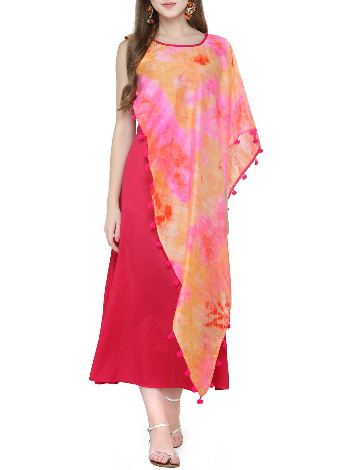 pink silk a-line kurta - 14232709 - Zoom Image - 0