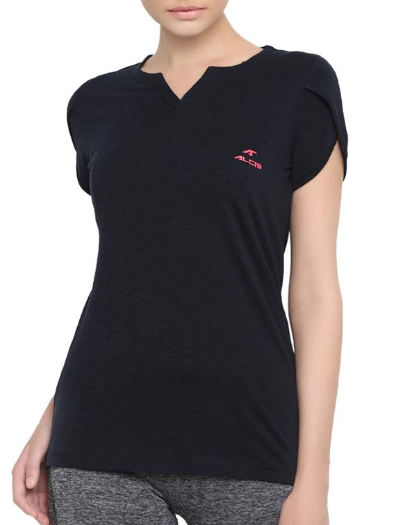 black cotton casual tee - 14234115 - Zoom Image - 0