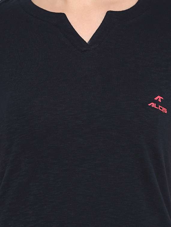 black cotton casual tee - 14234115 - Standard Image - 3