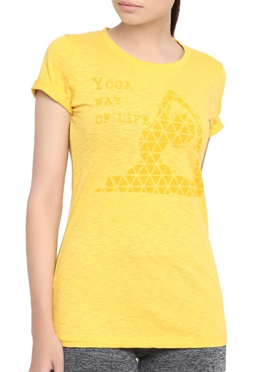 yellow printed cotton casual tee - 14235005 - Zoom Image - 0