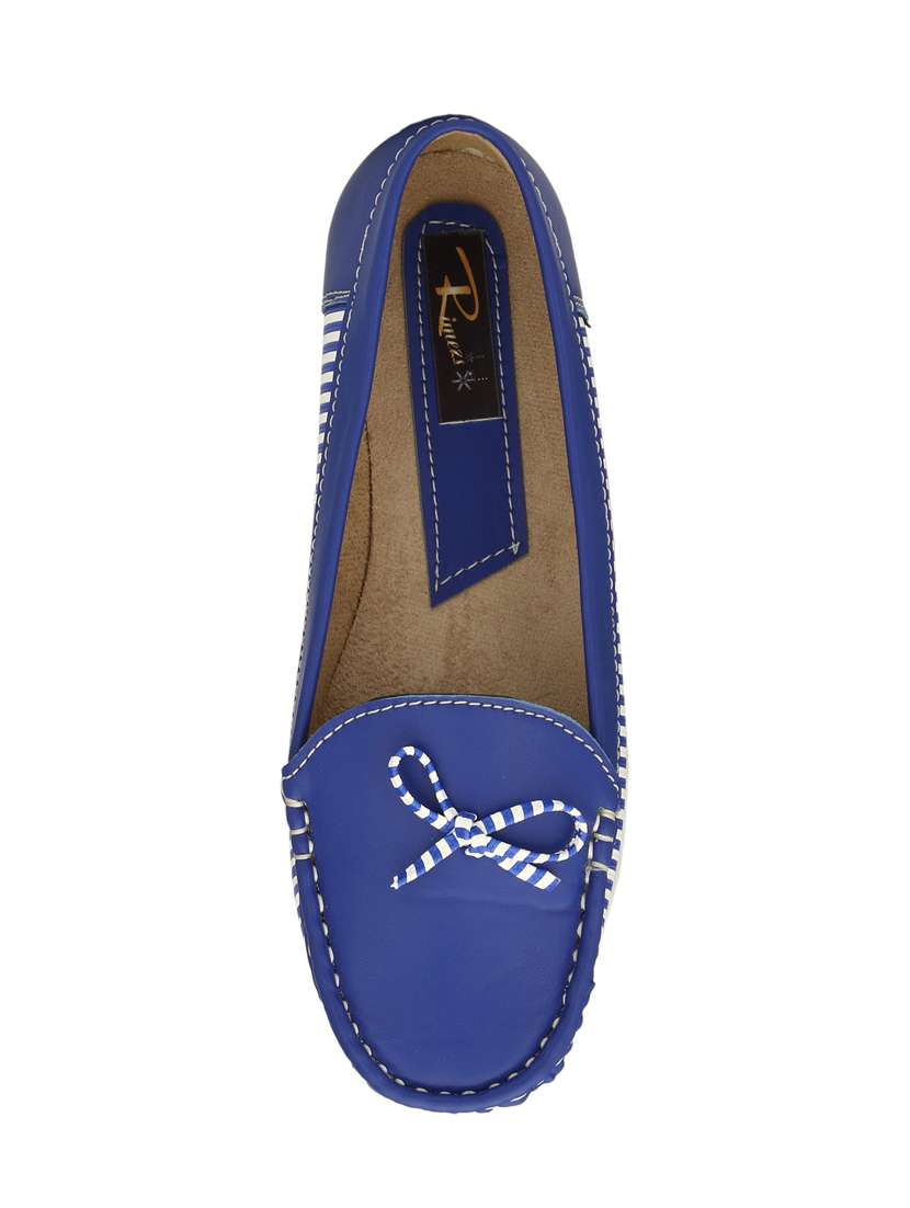 blue leatherette slip on loafers - 14236026 -  Standard Image - 3