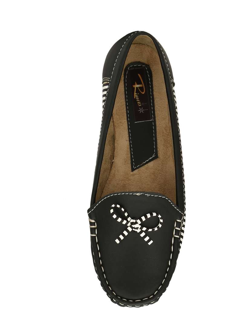 black leatherette slip on loafers - 14236027 -  Standard Image - 3