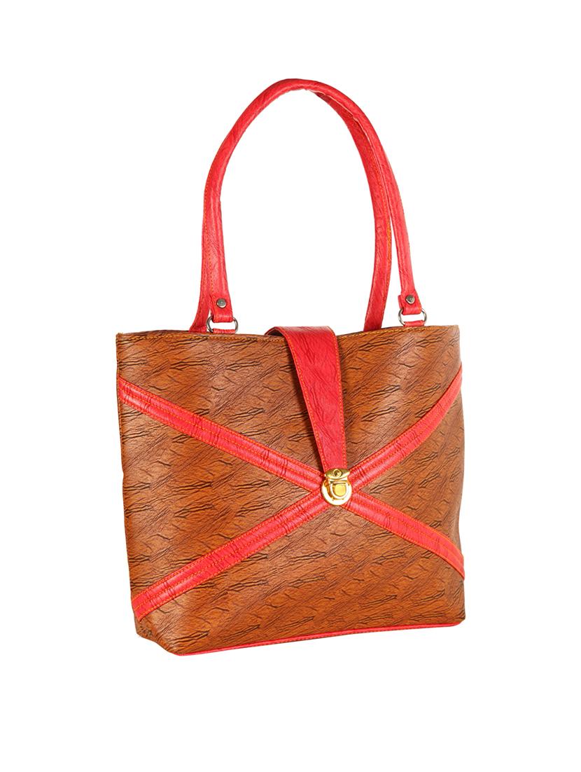 brown leatherette regular handbag - 14236445 - Standard Image - 3