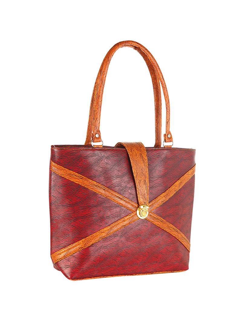 maroon leatherette regular handbag - 14236446 - Standard Image - 3