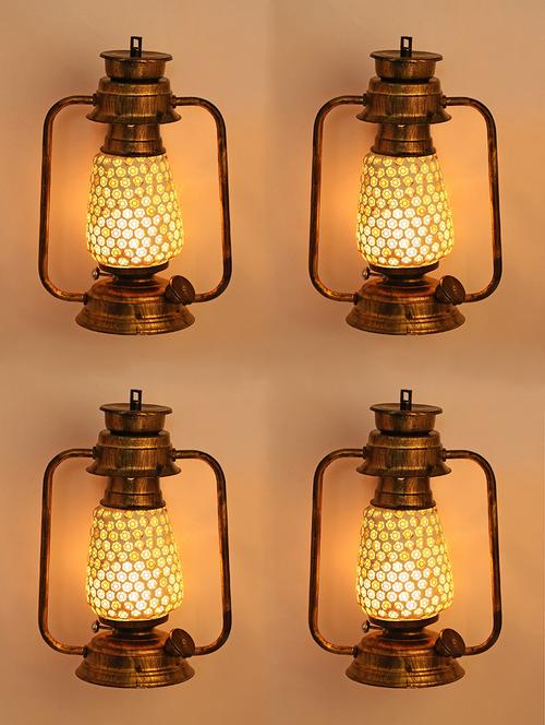 somil antique wall mount lantern lamp with glass hand decorated set of 4 - 14236541 - Standard Image - 0