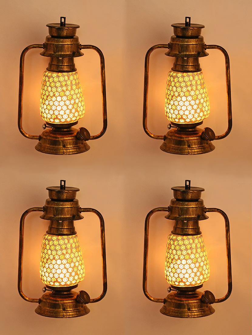 somil antique wall mount lantern lamp with glass hand decorated set of 4 - 14236541 - Zoom Image - 0
