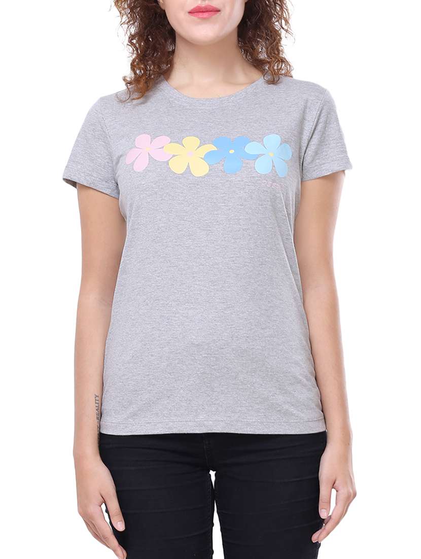 grey cotton casual tee