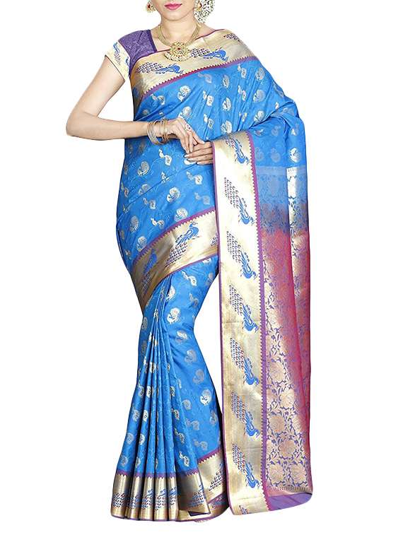 conversational zari motif kanjivaram saree with blouse