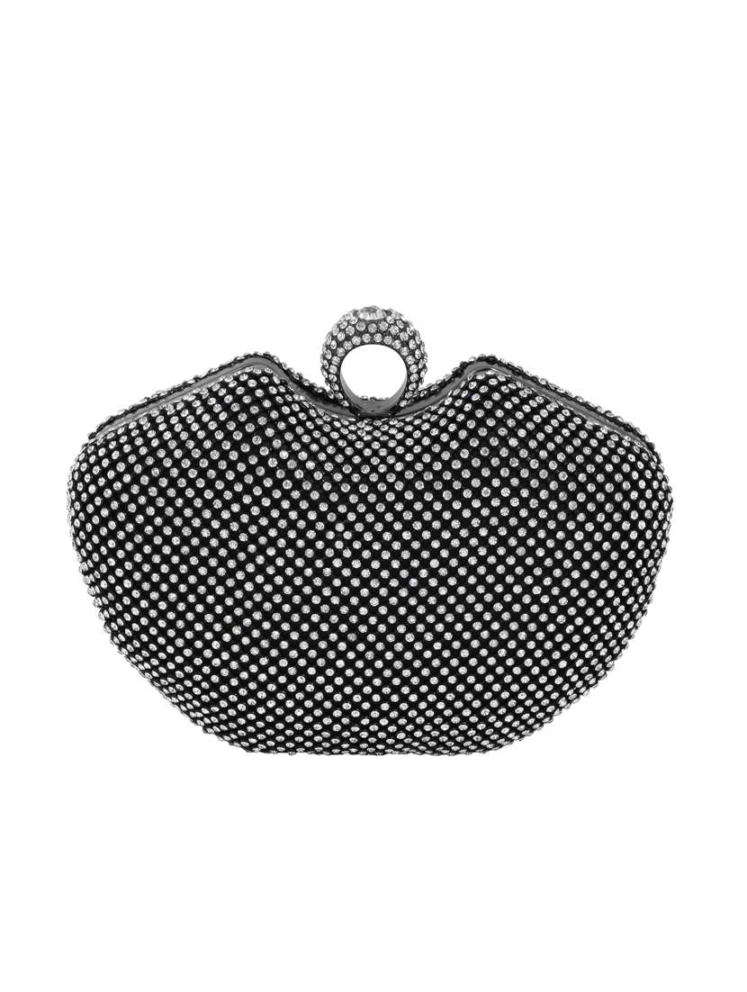black shimmer box clutch