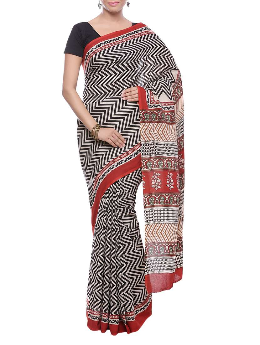 women's printed black colored saree