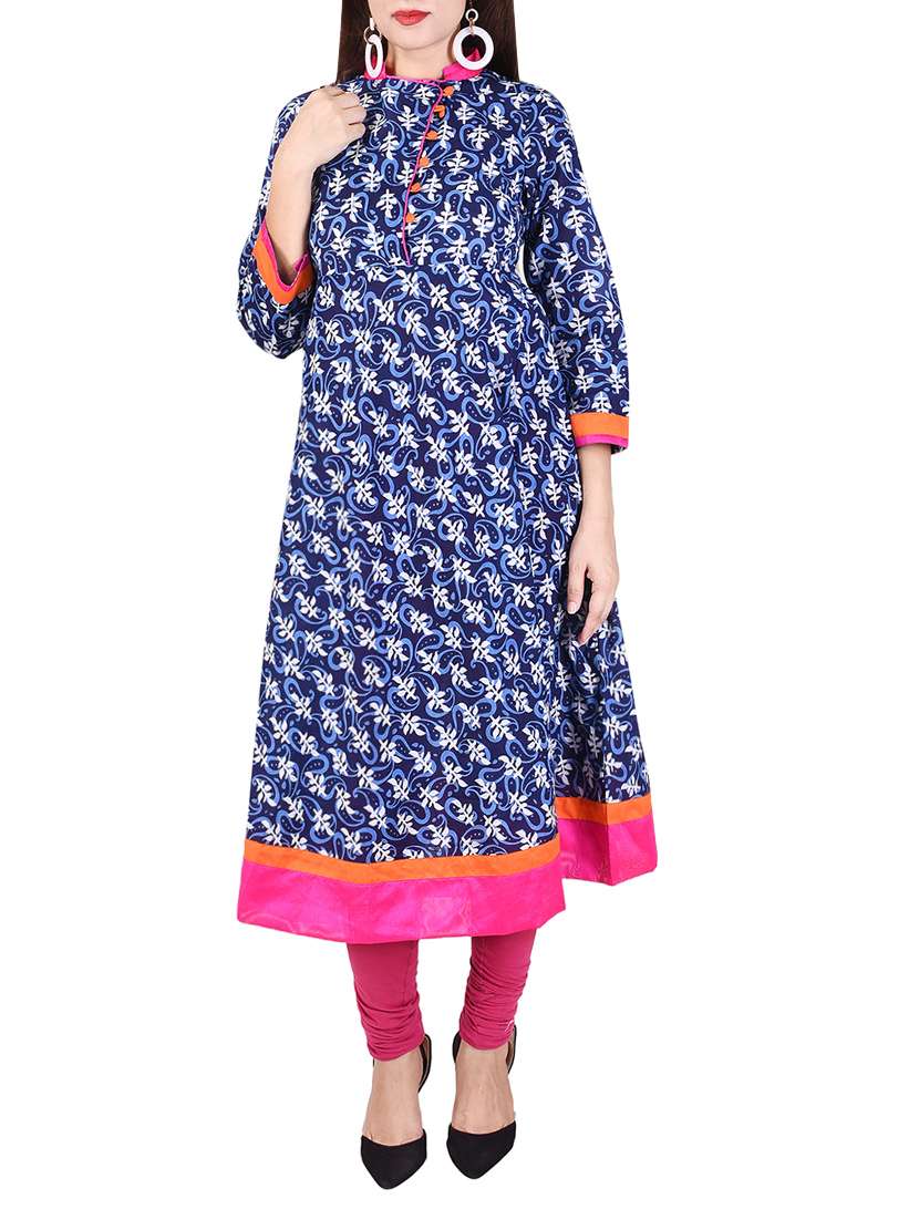 blue cotton flared kurta