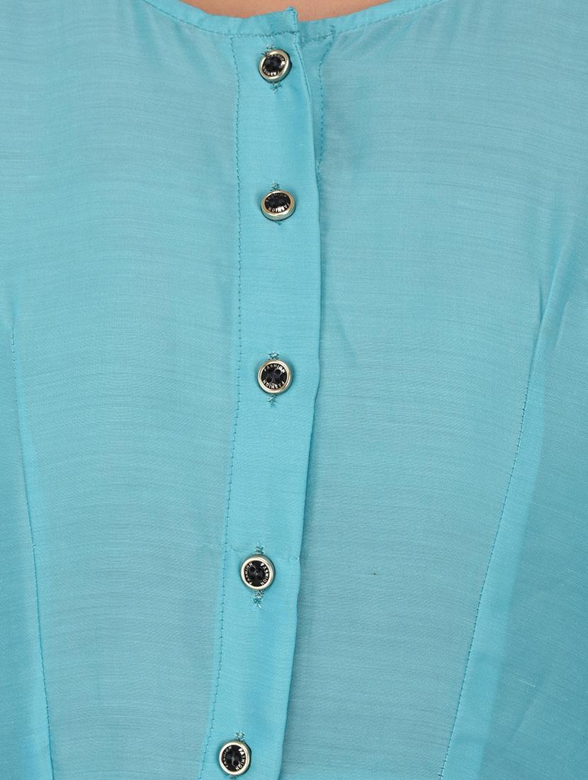 sky blue cotton high low kurta - 14253024 - Standard Image - 3